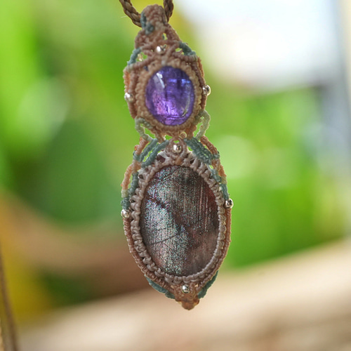 ☆Tanzanite レインボーパープルヘイズマクラメネックレス 2234