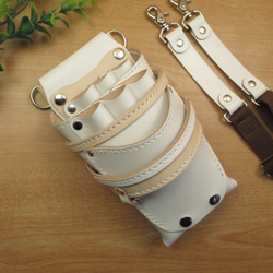 ホワイト＆空色　６丁差し　本革シザーケース　SCA-151/CWA 手縫い スタッズ装飾 6丁差しシザーケース (ブラック×レッド) SCA-325