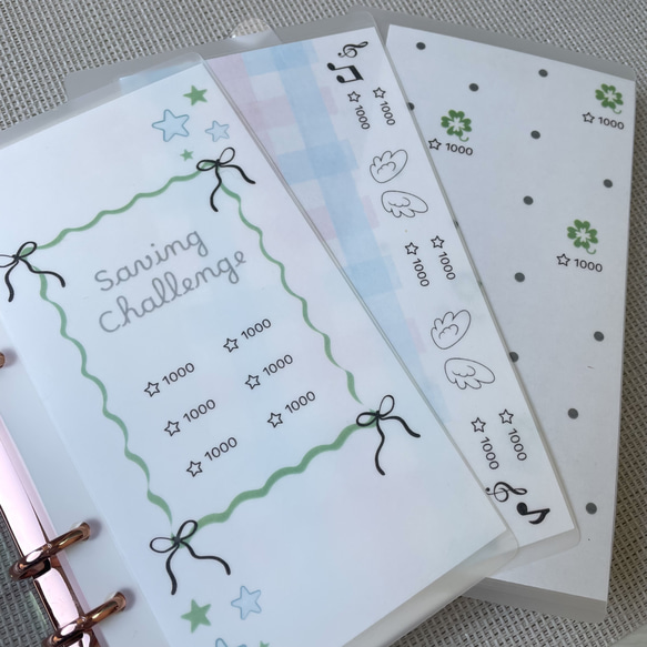 A6 リフィル 韓国 we love green 1800円 A6バインダー リフィル ウィッシュコア 3枚 セービングチャレンジ 韓国