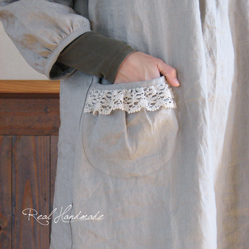 [予約販売] ヨーロッパリネンフラットカラーピンタックワンピース