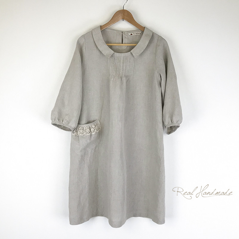 [予約販売] ヨーロッパリネンフラットカラーピンタックワンピース