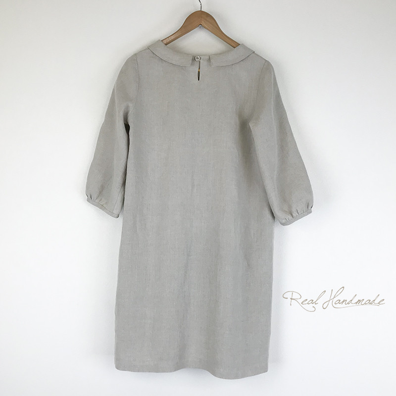 [予約販売] ヨーロッパリネンフラットカラーピンタックワンピース
