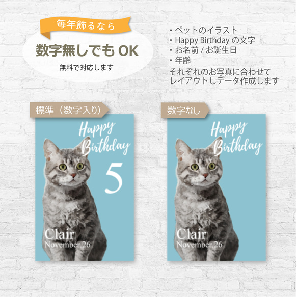 うちのこ写真から作る イラスト＆お名前入りバースデータペストリー / d&c_BD ★名入れ【誕生日 ペット 犬 猫】 5枚目の画像