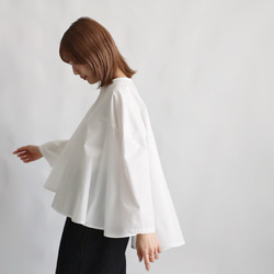 新作 コットンMIX ふんわり ゆったり 燕尾裾 フレア ブラウス ワイド