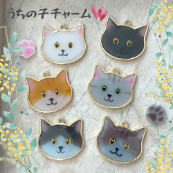 ねこのねがい＊誕生石チャーム】猫モチーフの天然石入りレジン