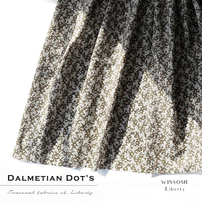 リバティ タナローン＜ダルメシアン・ドッツ＞(全２色)で仕立てるロングスカートor キュロットパンツ