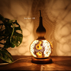 ひょうたんランプ--月と猫 スタンドライト・テーブルランプ bunbun383