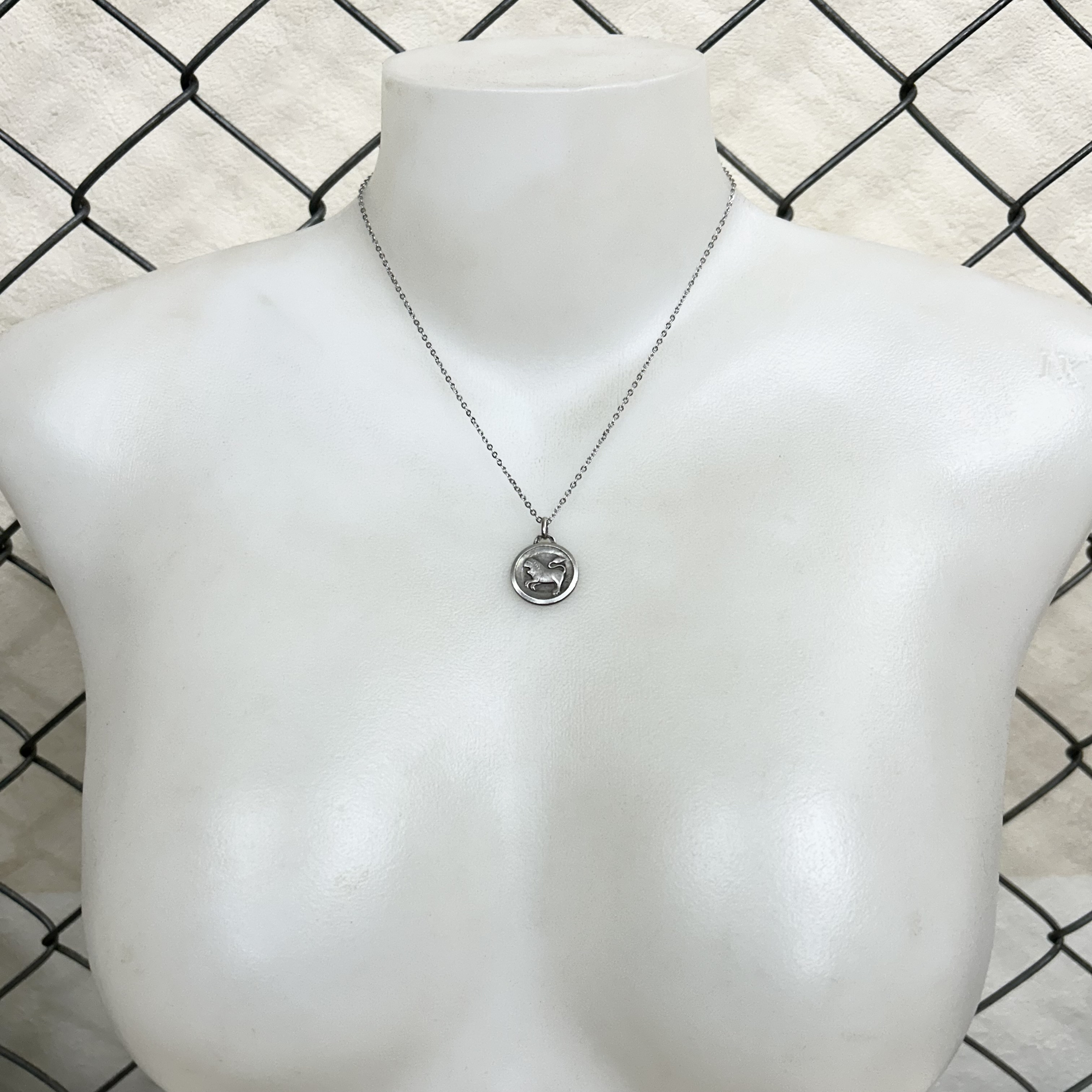 1930’s ～ 1950’s ヴィンテージ 獅子座 12星座 ネックレス フランス 銀製 コイン アンティーク 作家