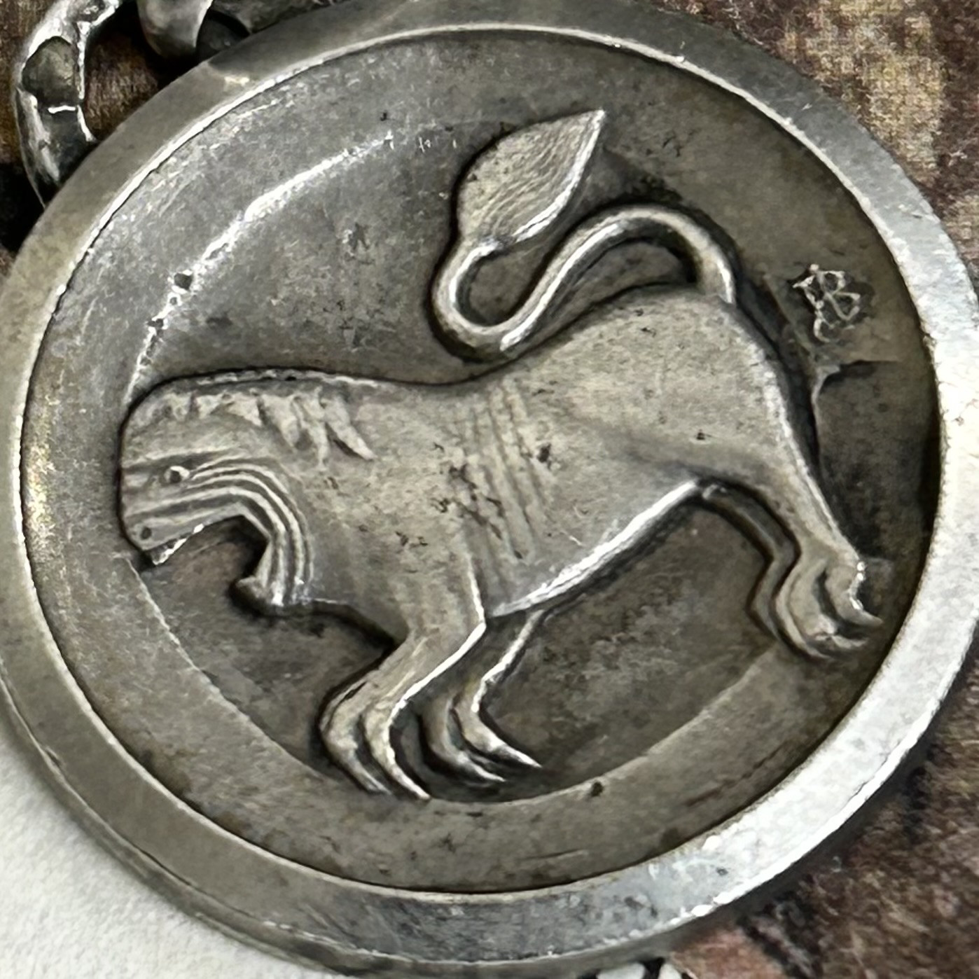 1930’s ～ 1950’s ヴィンテージ 獅子座 12星座 ネックレス フランス 銀製 コイン アンティーク 作家