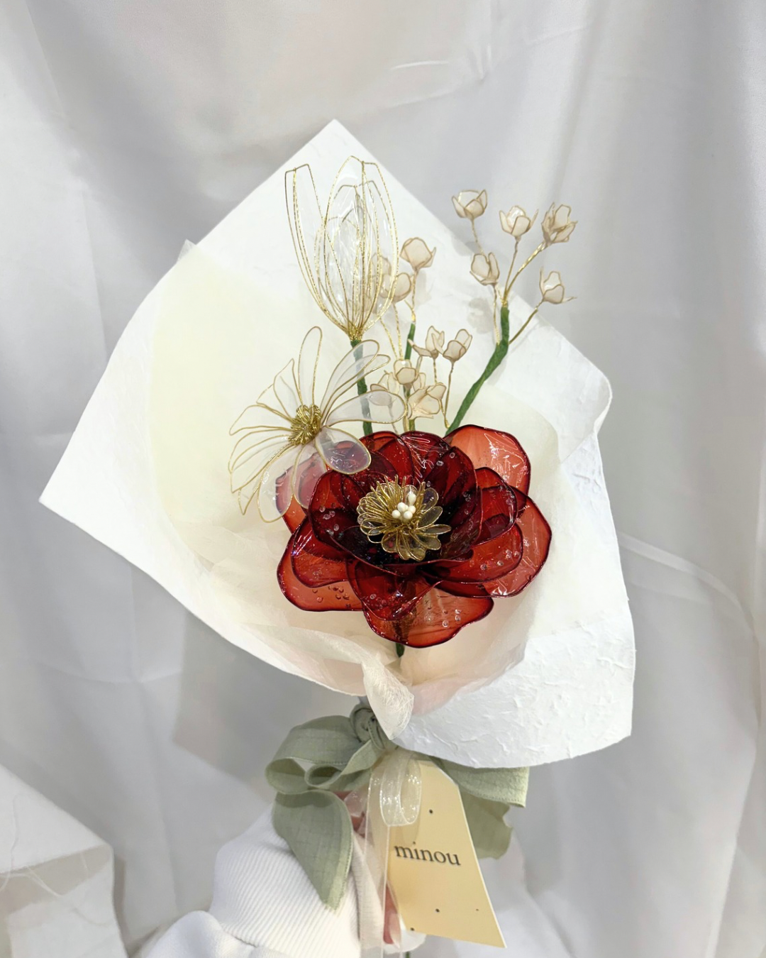 きらめき赤ローズブーケ｜ディップフラワー 枯れない花 ギフト