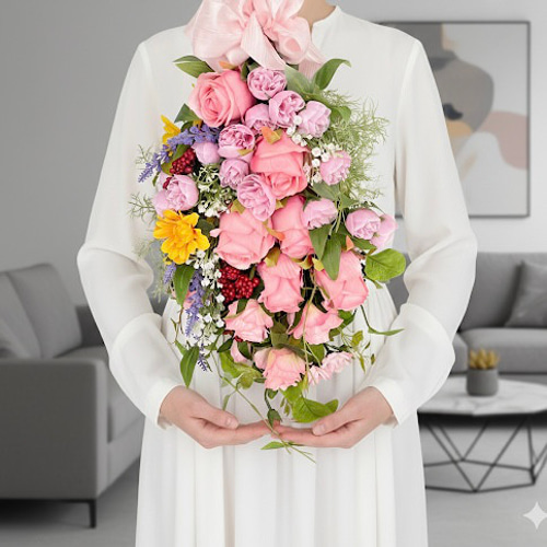 光触媒フラワー 春色ローズのスプリングスワッグ｜光触媒アーティ