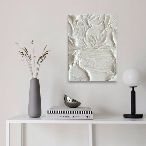 原画M・design・シャイニーホワイト/ 北欧 モダンアート 絵画