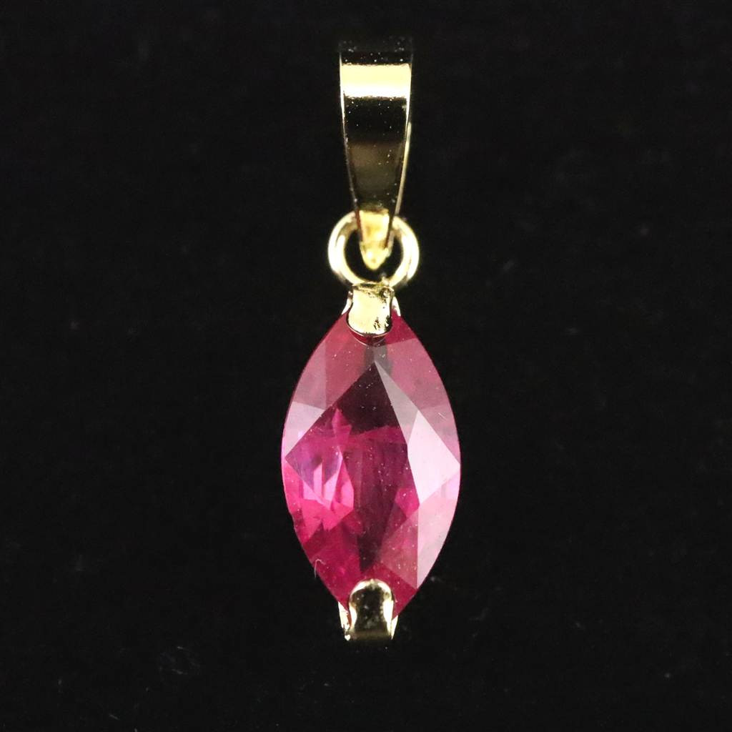 天然 未処理 ルビー 7.8X4.1mm マーキースカット ペンダント  K18YG   0.55ct   #90212