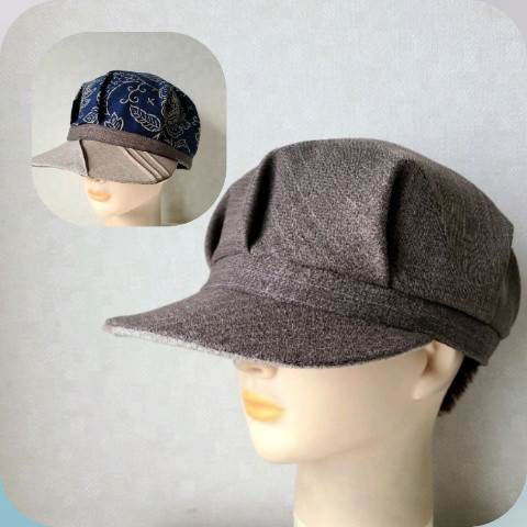 魅せる帽子☆【Creema 限定価格】薄手ウールとコットンのリバーシブルキャスケット～ライトブラウン&ネイビー