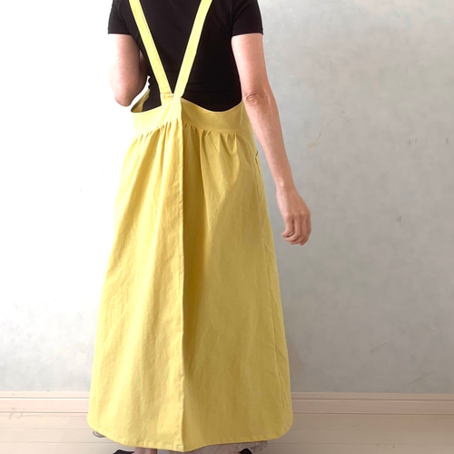 ふんわりエアリー ヴィンテージソフト加工 クロスエプロン【レモン