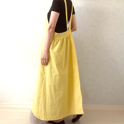 ふんわりエアリー ヴィンテージソフト加工 クロスエプロン【レモン