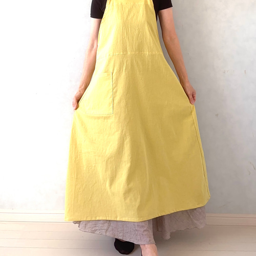 ふんわりエアリー ヴィンテージソフト加工 クロスエプロン【レモン