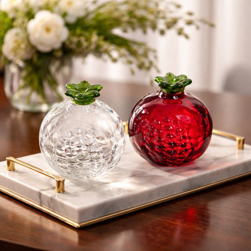 ガラスオブジェ｜可愛いザクロ置物・フルーツインテリア【efo12】 立体