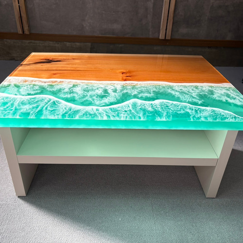 天板】海レジン レジンテーブル 海アート 波 インテリア家具