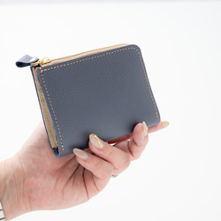 BOX型コインケース付き L字ウォレット 【 シュリンクレザー 】 名入れ 本革 ミニ財布 プレゼント HW55K 15枚目の画像