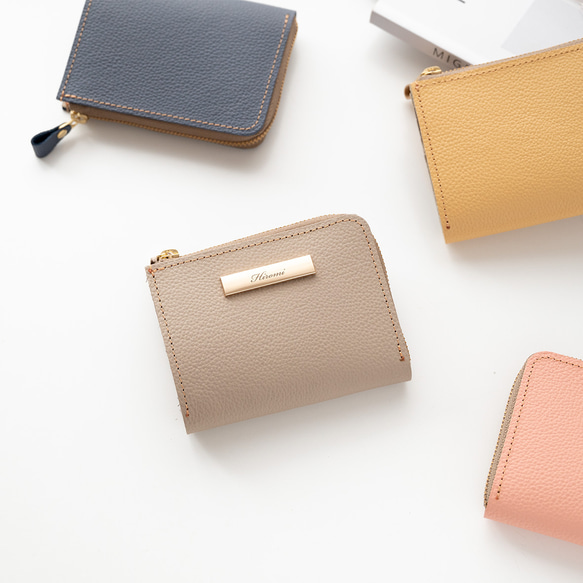 BOX型コインケース付き L字ウォレット 【 シュリンクレザー 】 名入れ 本革 ミニ財布 プレゼント HW55K 16枚目の画像