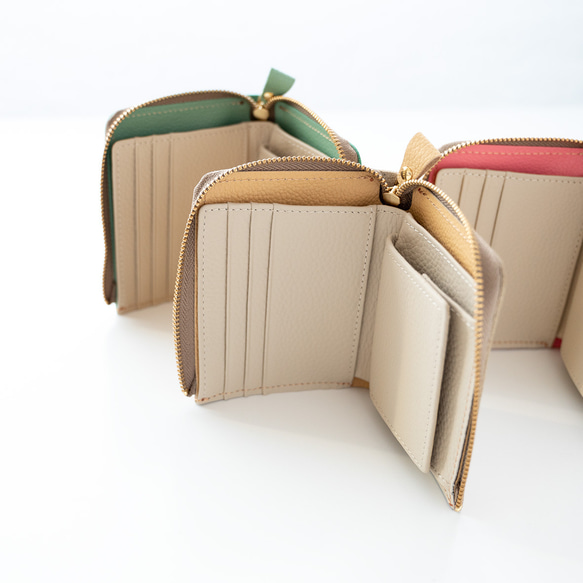 BOX型コインケース付き L字ウォレット 【 シュリンクレザー 】 名入れ 本革 ミニ財布 プレゼント HW55K 14枚目の画像