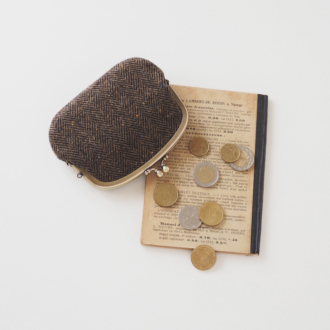 ■ヘリンボーンツイードの親子がま口財布【ミニマムサイズ】■ lucas (tw-hr)