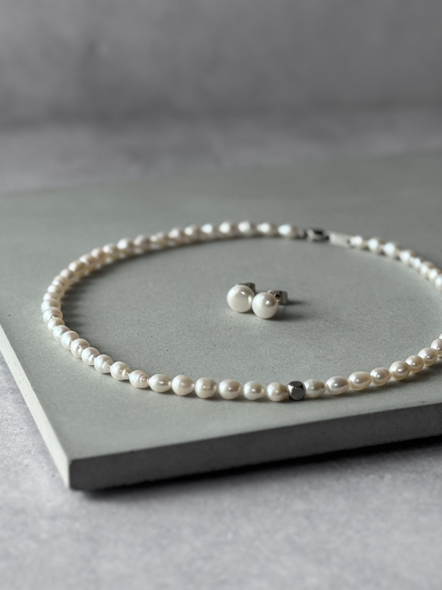 ポイントパールネックレス │ バロックパールピアスイヤリング │ セット販売 │ 淡水パール │ サージカルステンレス