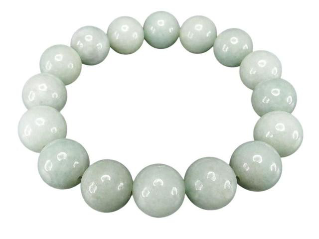 良質天然石豆緑色ひすい本翡翠約13mmブレスレット数珠魔法の石