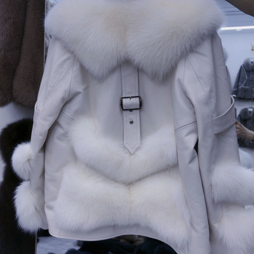 新品☆最高級↑フォックス &羊革 &ダウンコートライダースジャケット