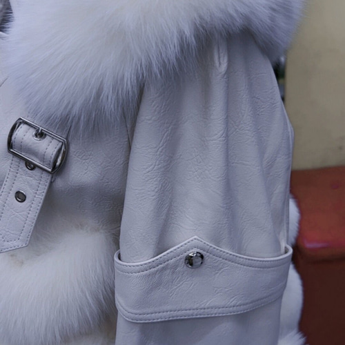 新品☆最高級↑フォックス &羊革 &ダウンコートライダースジャケット