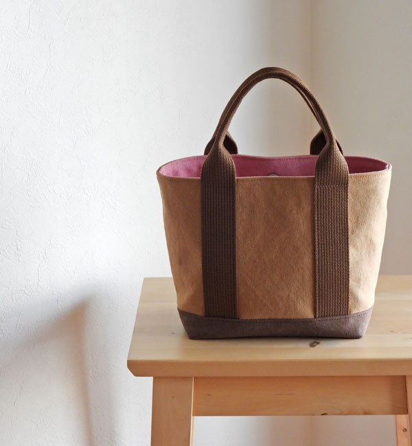 キャンバスベビーシンプルトート　ブリック／ダークブラウン