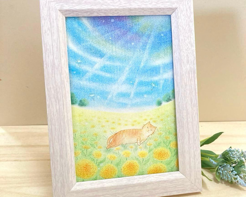 花月夜の猫　絵画アート原画　パステル画 0ab9b96c7e952e0b2b8e685e0be689