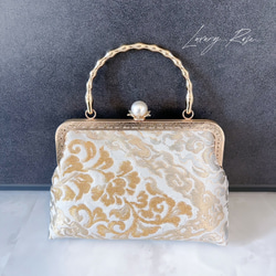 １月の新作♡京都西陣服部織物　最高級格の高い伝統柄絹の煌めき上品ゴールドパーティーバッグ帯バッグフォーマルバッグ 12枚目の画像