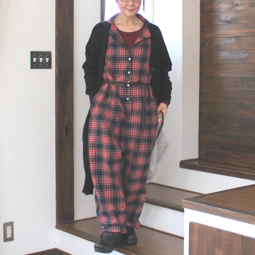 シーニューヨーク ウール サロペット オールインワン チェック ウールコットン シャルルー ノースリーブオールインワン ブルージュ