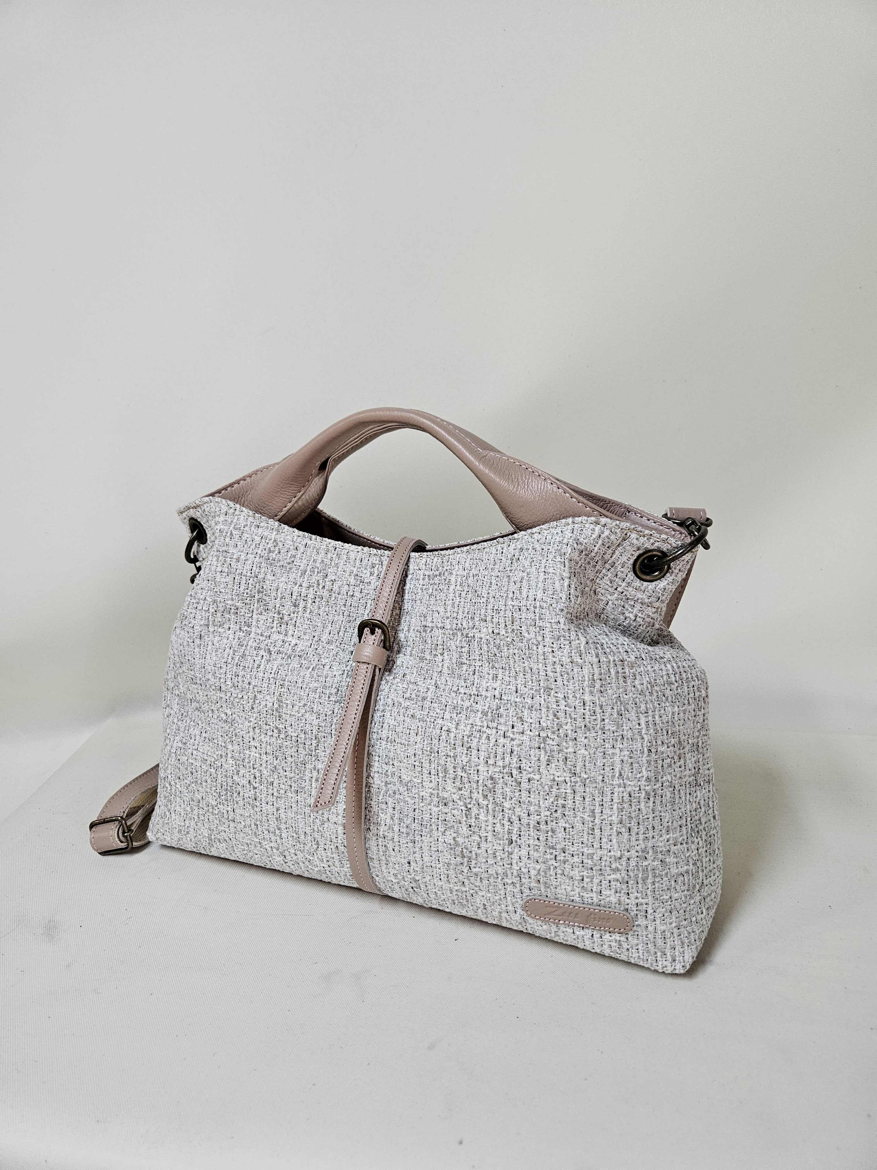 新作　日本製    ツイード×姫路レザートート ベルトマグネット開閉式で登場❗組み合わせ自由