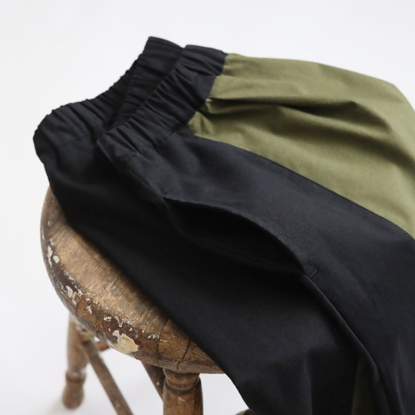 （送料無料）新作　春のパンツ祭り　８５cm　2色 愉快なパッチワーク　 誰にでも似合う ストレート パンツY22