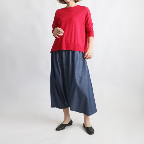 送料無料 85cm 愉快なパンツ パッチワーク×赤色ステッチ糸 サルエル