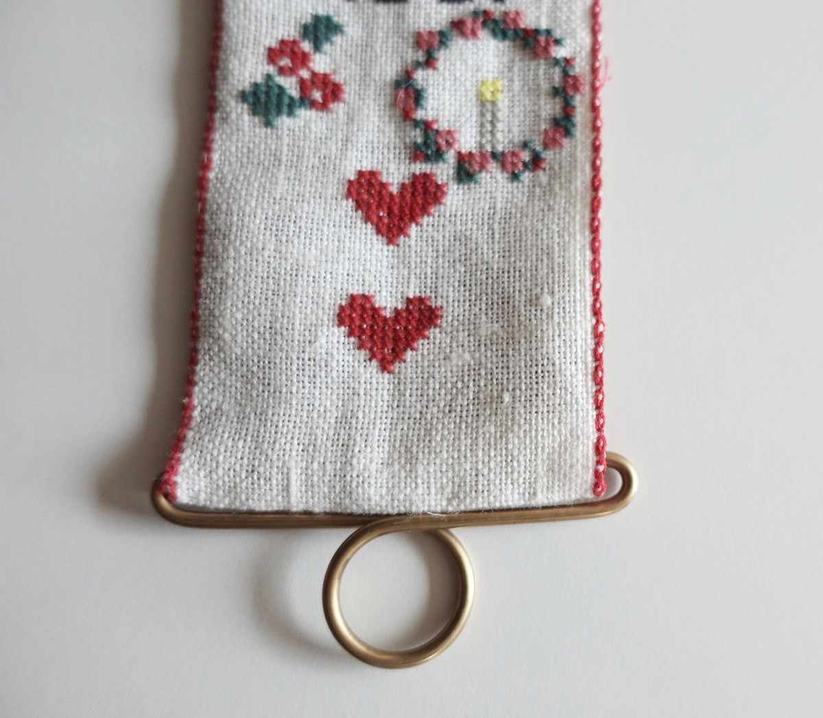 クロスステッチのクリスマスベルプル　刺繍キット