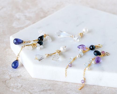 14kgf 月光の余韻 ― Tanzanite / London Blue Topaz / Crystal