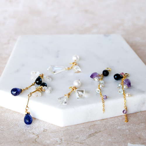 14kgf 月光の余韻 ― Tanzanite / London Blue Topaz / Crystal