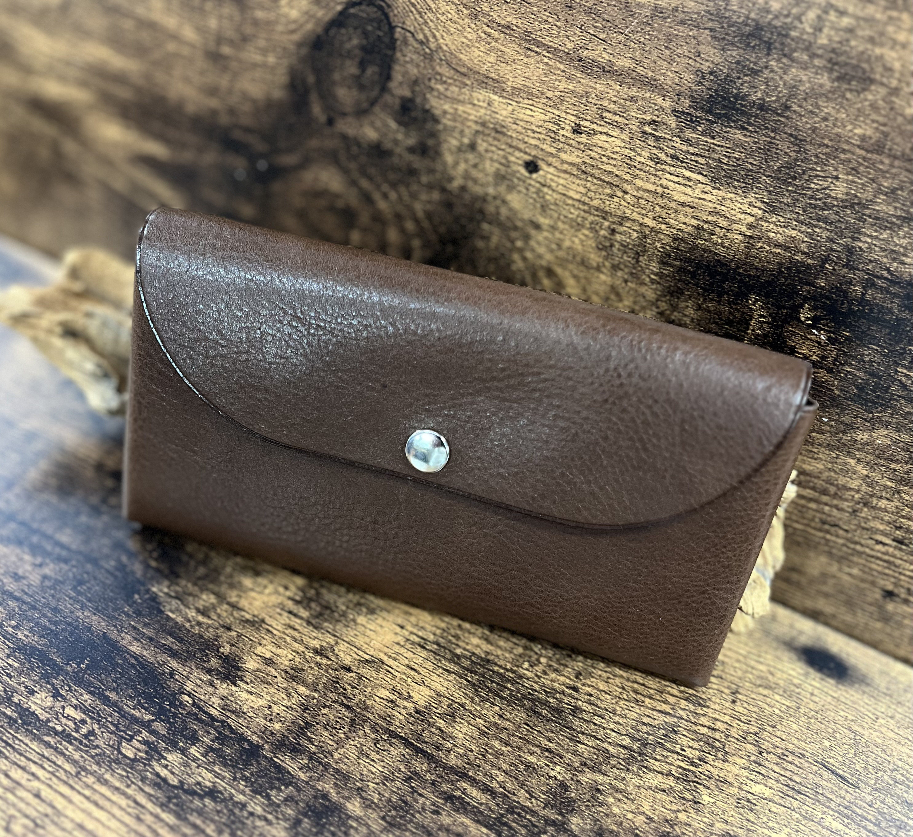 長財布　コンパクト　本革　ダークブラウン