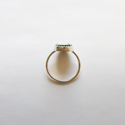 （925銀，獨一無二）寶石級硬幣切割孔雀石銀戒指（10毫米，17號） 第7張的照片