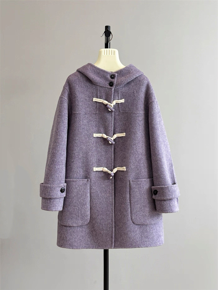 暖かい スタンドカラーロングコート レディース