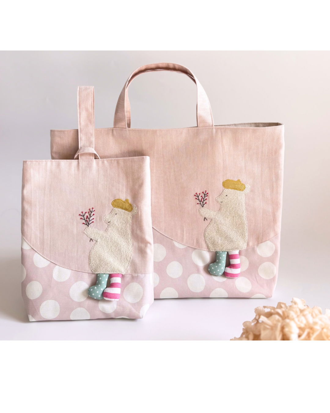 〖入園入学セット〗レッスンバッグ/シューズバッグ/くま/北欧/サイズオーダー/女の子レッスンバッグ/入園入学2026