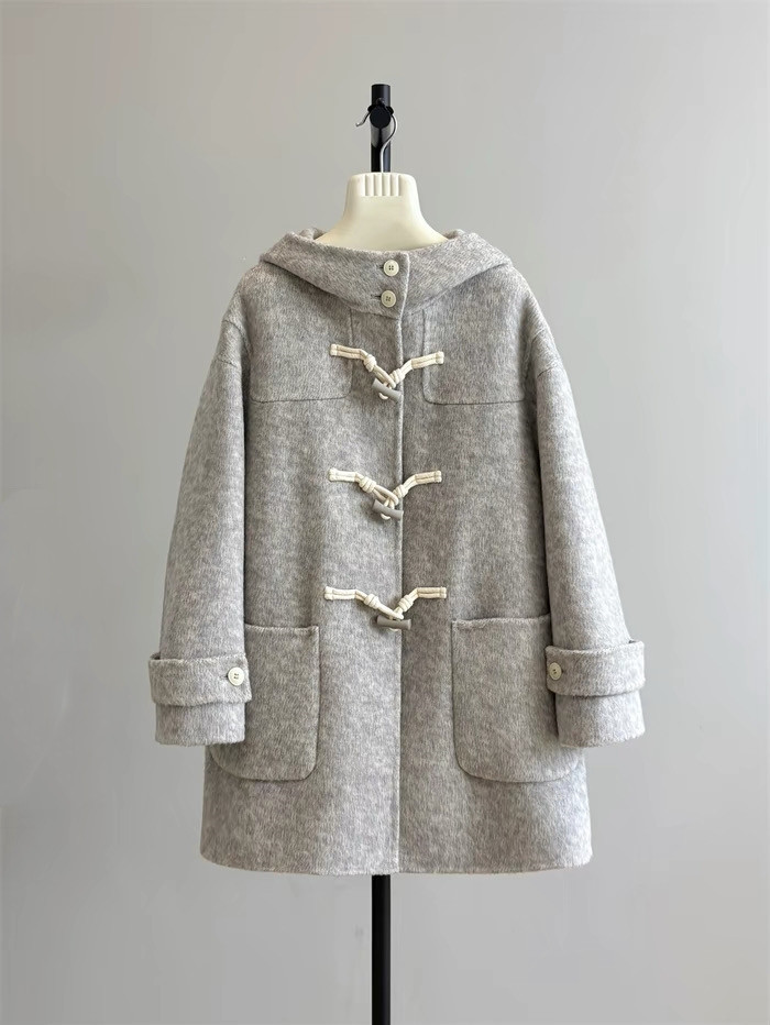 暖かい スタンドカラーロングコート レディース