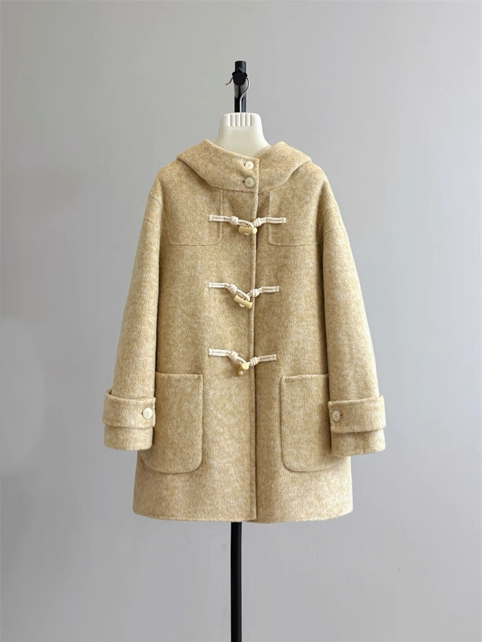 暖かい スタンドカラーロングコート レディース