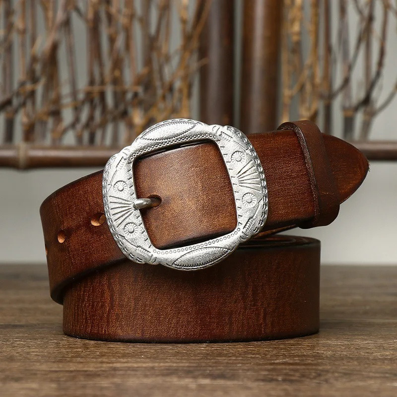 本革 メンズベルト 3.8cm幅｜牛革×ステンレスバックル｜ヴィンテージデザイン｜ハンドメイド 手作り プレゼント