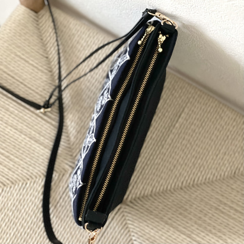 ⚮̈ミナペルホネン symphony navy ドラポケショルダー ポシェット