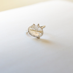 （獨一無二，925銀）大號金紅石石英銀戒指（13*10毫米，15號） 第7張的照片